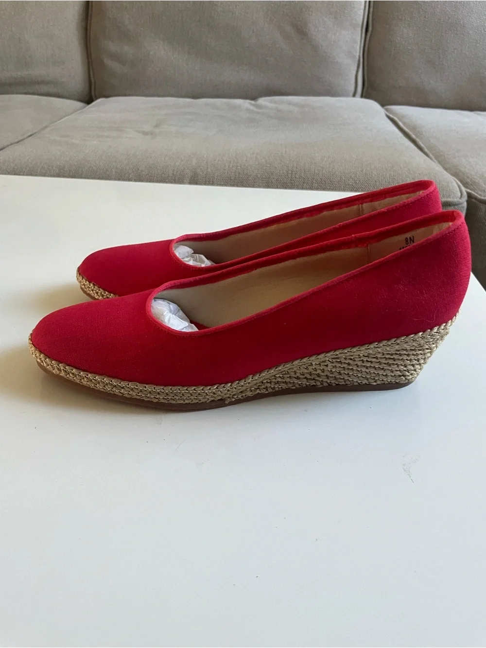 Red Espadrille Wedge Pumps - Women Red new